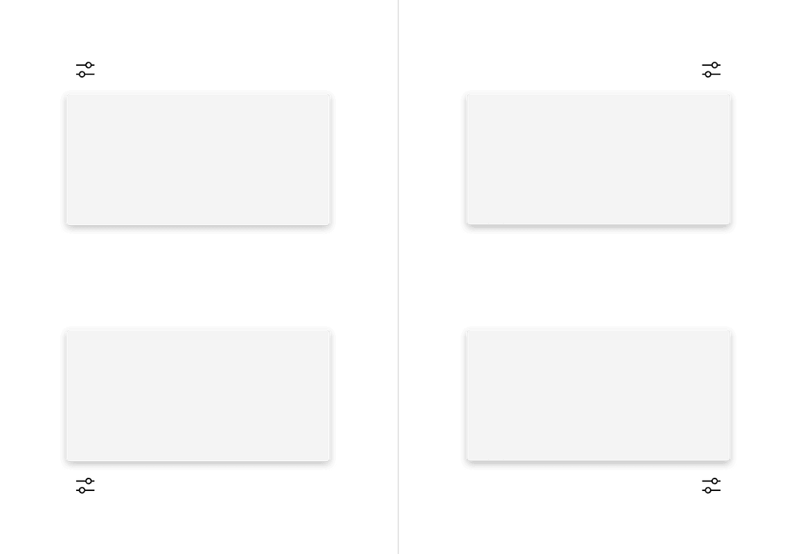 No tip popover top and bottom directions with left and right alignments.